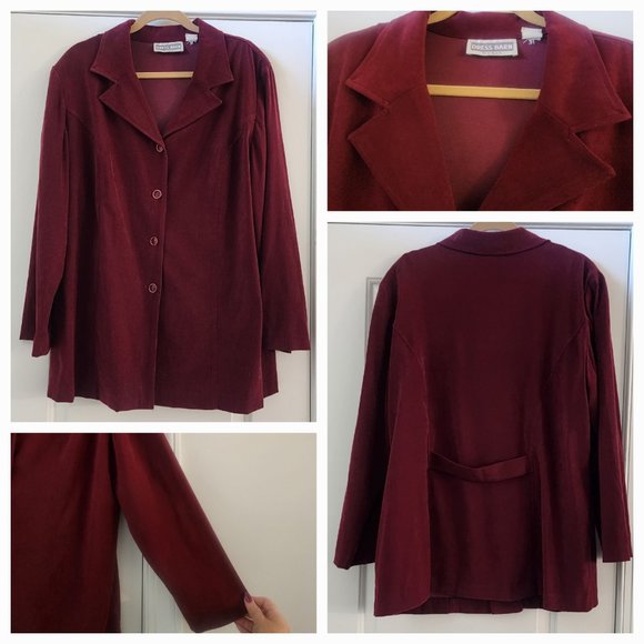Dress Barn Woman-Deep Burgundy Microsuede-Lined-Button Down-Tailored Blazer-18W - Picture 5 of 5